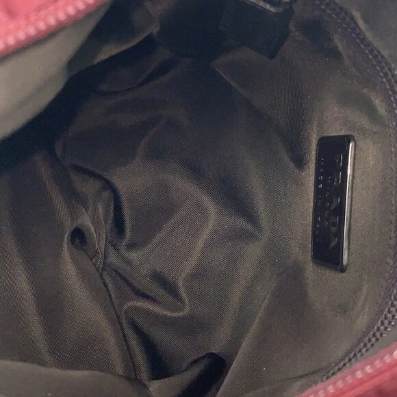 Prada Vela Flat Messenger Bag Triangle Logo Bordeaux Red Nylon Plate - Picture 10 of 14